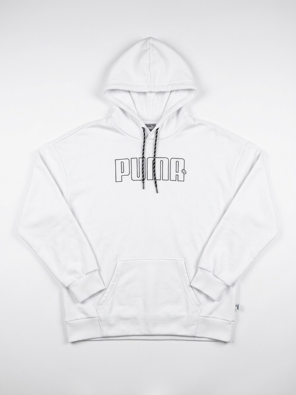 PUMA White Logo Pullover Hoodie for Men, streetwear, loungewear, athletic - FLAW